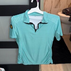 Light Teal Short-Sleeve Quarter-Zip Performance Tee